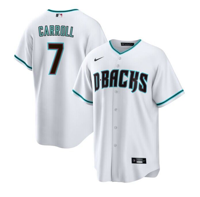 Men's Arizona Diamondbacks #7 Corbin Carroll White Cool Base Stitched Baseball Jersey